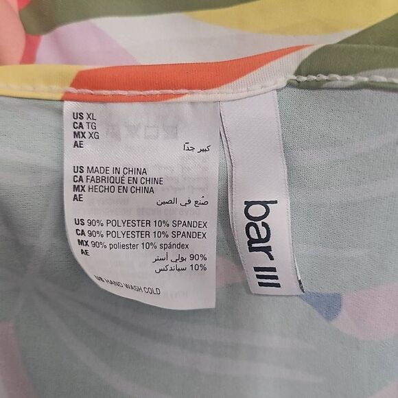 BAR III Women's Green Printed Caftan Deep V Neck Swimsuit Cover Up Sz XL - Picture 2 of 6